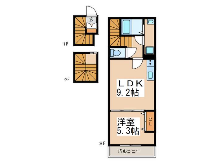 アーバンパーク宮前平ウエスト(1LDK/3階)の間取り写真