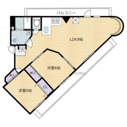 西池セントラルハイツ(2LDK/4階)の間取り写真