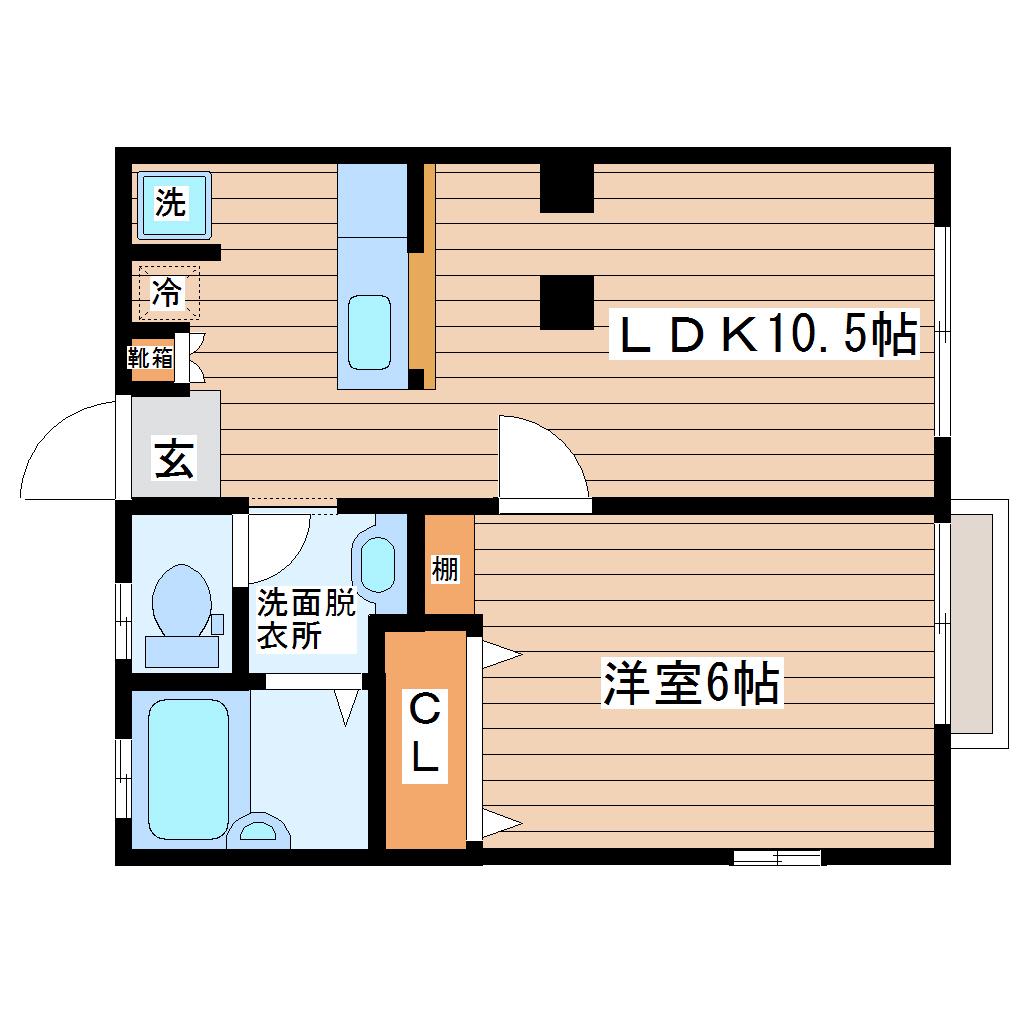 レジデンス長町南(1LDK/1階)の間取り写真
