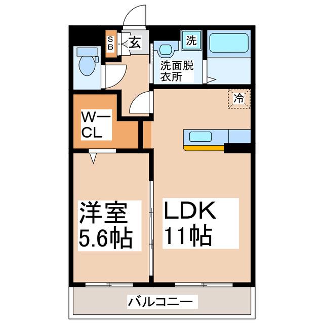エステート八景水谷(1LDK/4階)の間取り写真