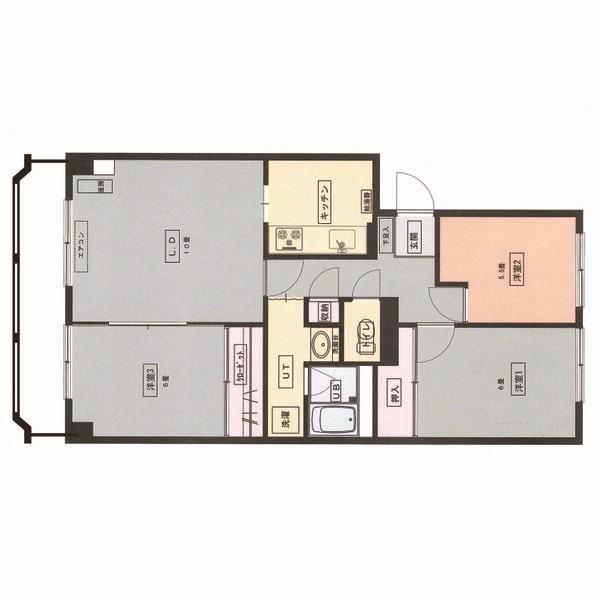 北20条マンションC棟(3LDK/7階)の間取り写真