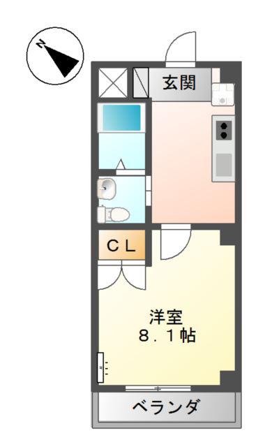 清田ビル(1K/2階)の間取り写真