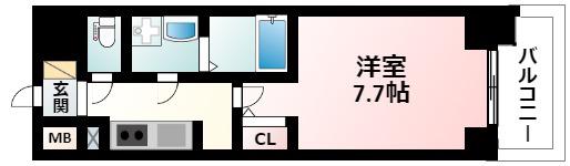 S-RESIDENCE江坂LIBLE(1K/13階)の間取り写真