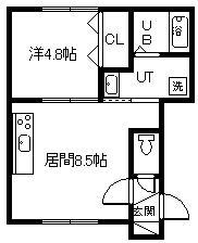 PEAKS VIEW(1DK/2階)の間取り写真