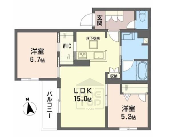 シャーメゾン セレッソ中桜塚(2LDK/2階)の間取り写真