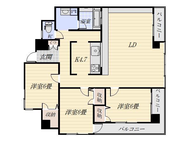 ヒルサイドテラス岩崎谷(3LDK/5階)の間取り写真