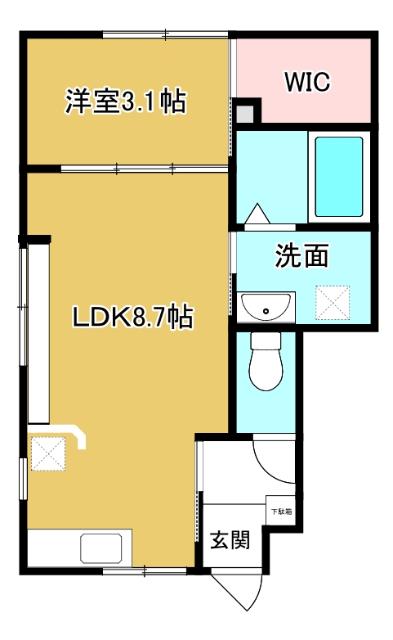 INTEGRAL凪(1LDK/1階)の間取り写真