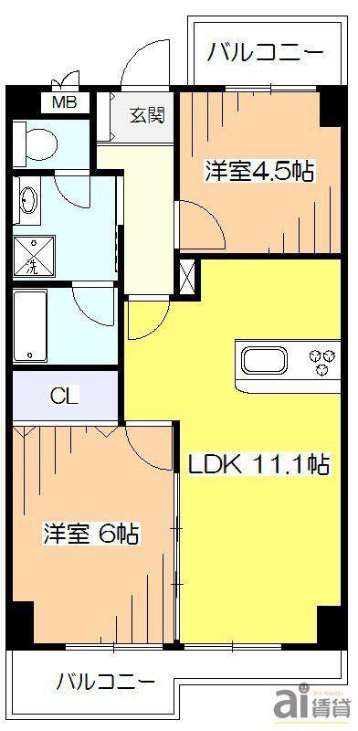 AIFORT.久米川II(2LDK/3階)の間取り写真