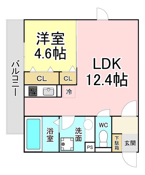POLONIA MATSUBARAA棟(1LDK/3階)の間取り写真