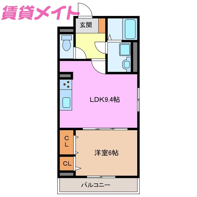 AMAGASUKA TERRACE(1LDK/2階)の間取り写真