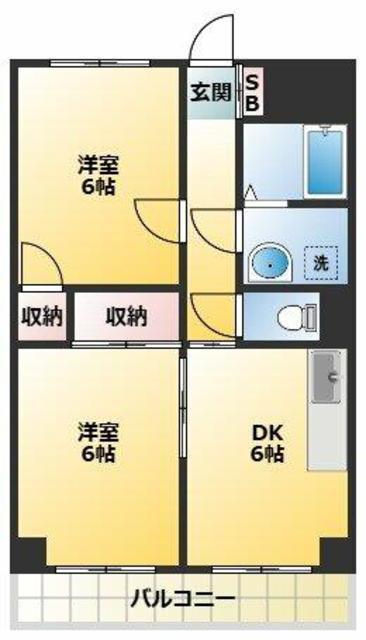 クローネ川口(2DK/5階)の間取り写真