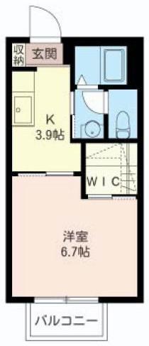フォンテーヌA(1K/2階)の間取り写真