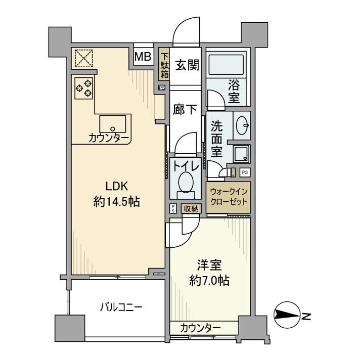 レクセル錦糸町シティ(1LDK/5階)の間取り写真