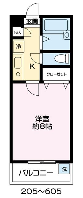 クレアコート(1K/4階)の間取り写真
