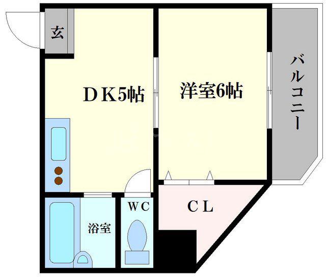 パルテール夕陽ヶ丘(1DK/3階)の間取り写真