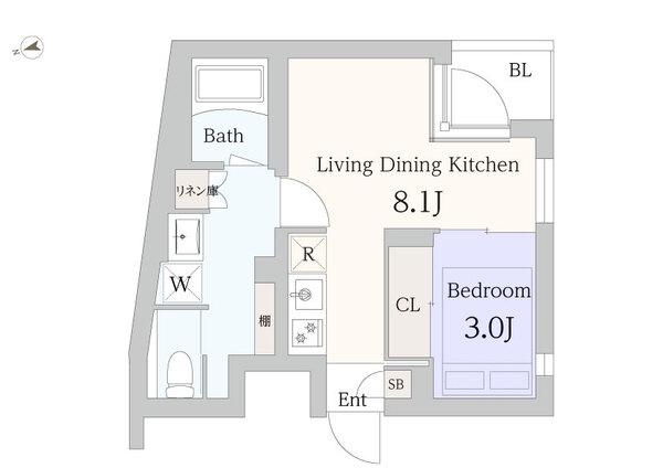 GRANDUO三軒茶屋10(1LDK/1階)の間取り写真