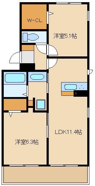 パストラル宮前平(2LDK/2階)の間取り写真