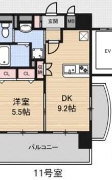 LUXE新大阪II(1DK/3階)の間取り写真