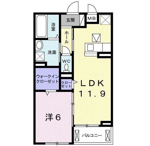 カモミーユ(1LDK/2階)の間取り写真