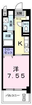 アルカンシェル(1K/2階)の間取り写真