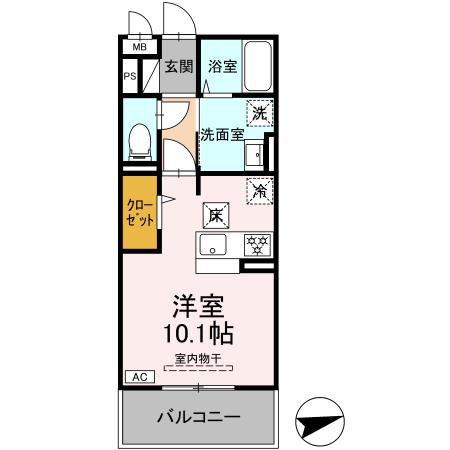 メゾングランレーヴ A棟(ワンルーム/1階)の間取り写真