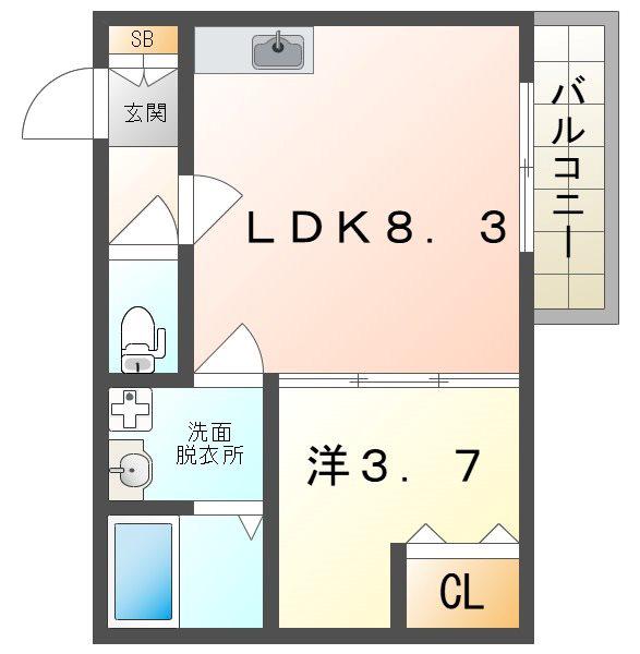 ジーメゾン寝屋川市秦町ルシェール(1LDK/1階)の間取り写真