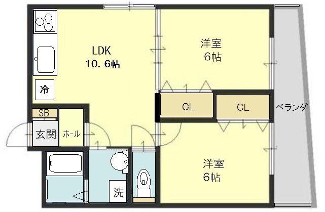 パルクマンタニ(2LDK/5階)の間取り写真