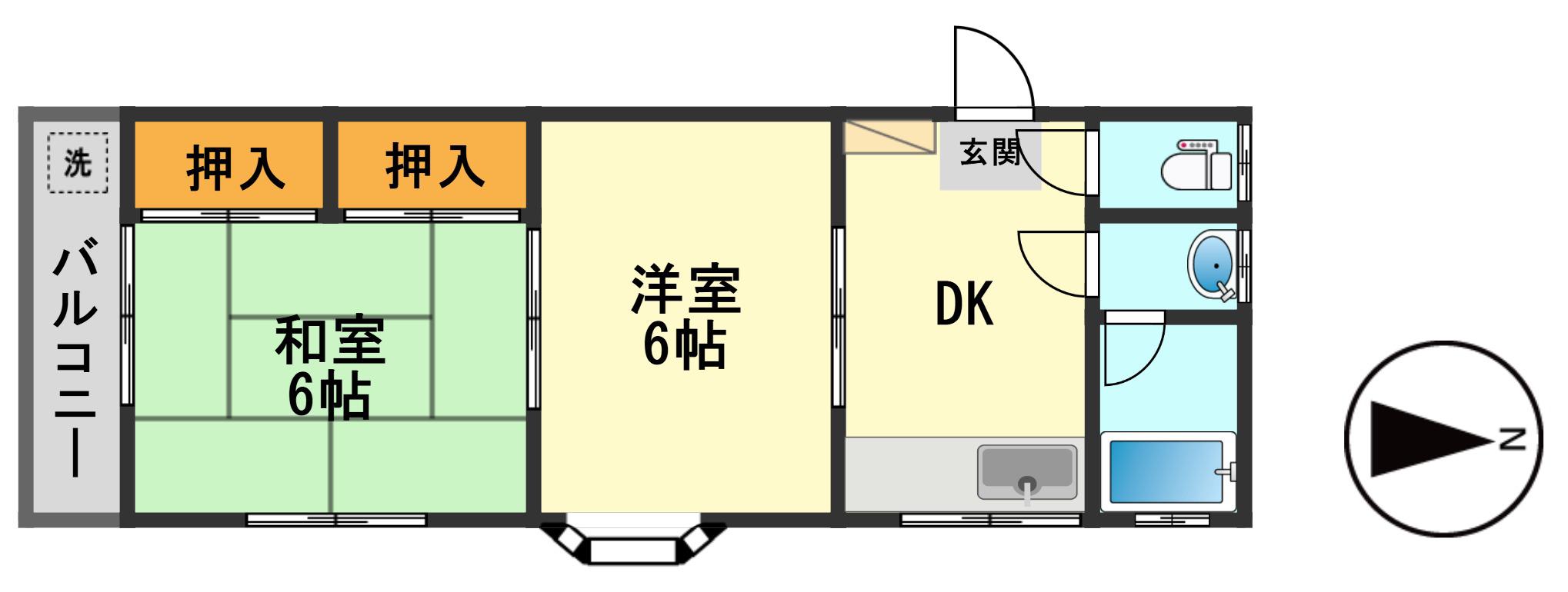 グリーンハイツ(2DK/2階)の間取り写真