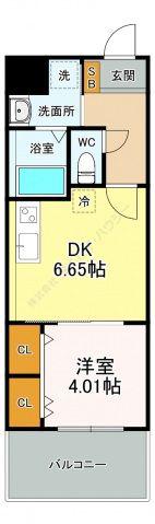カシマ河原町(1DK/10階)の間取り写真