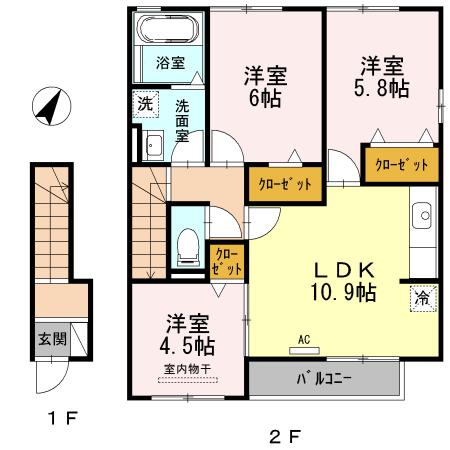 フルラージュ(3LDK/2階)の間取り写真
