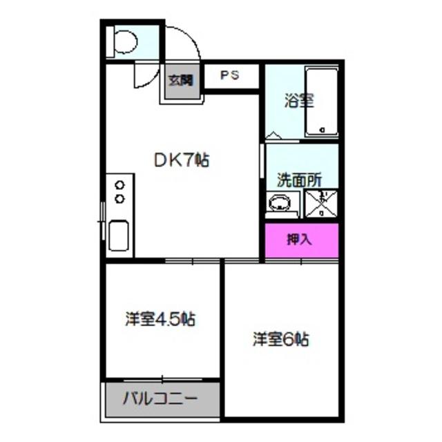 ハイツ優(2DK/3階)の間取り写真