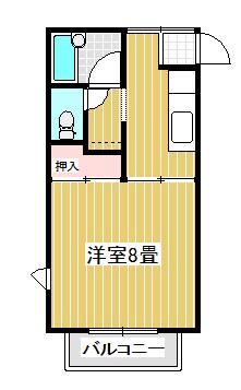 レジデンスK&M A棟(1K/1階)の間取り写真