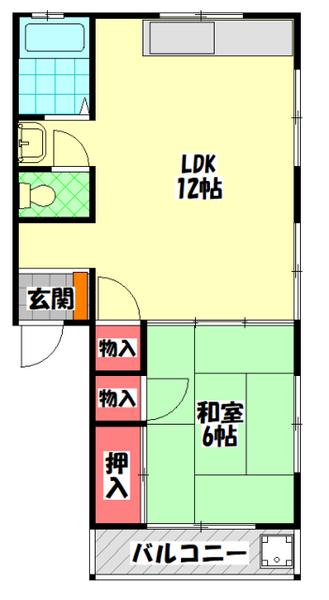 コーポ御堂(1LDK/1階)の間取り写真