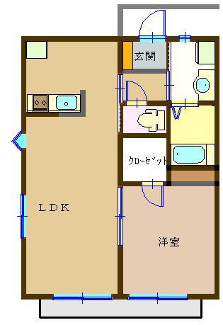 クレスタ今川(1LDK/2階)の間取り写真