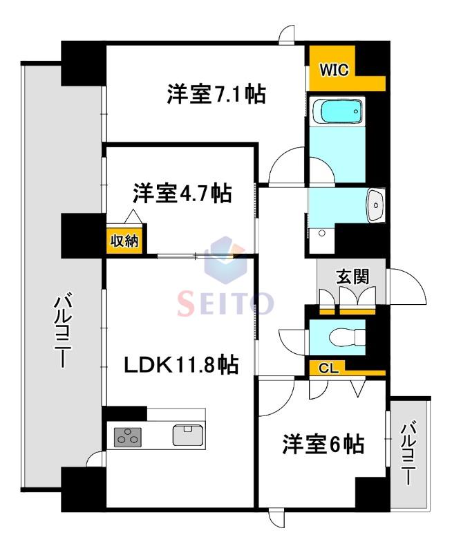 LA MAISON CHARMANTE(3LDK/8階)の間取り写真