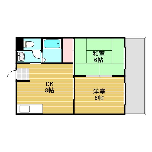 コンフォート下新庄(2DK/1階)の間取り写真
