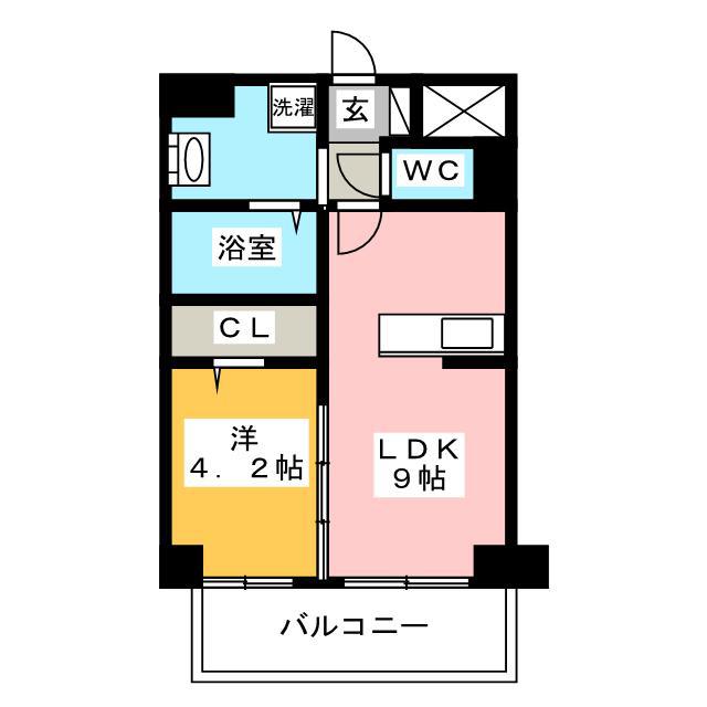 アイ・ウエスト高宮(1LDK/2階)の間取り写真