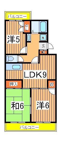 第15パールメゾン鏑木(3LDK/2階)の間取り写真