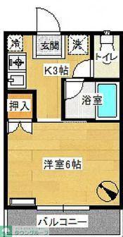 スカイホーク鷹取第8(1K/1階)の間取り写真