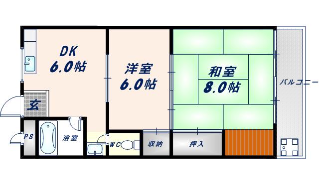 三伸マンション(2DK/3階)の間取り写真