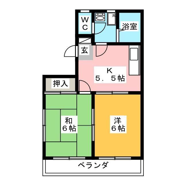 鈴庄ビルベル京町(2K/2階)の間取り写真
