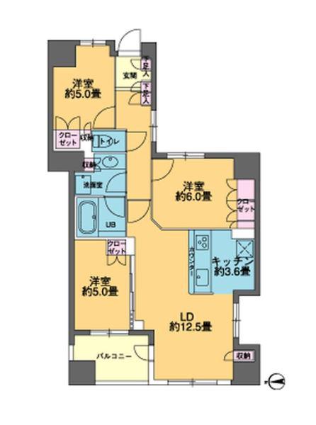 カスタリア東日本橋(3LDK/6階)の間取り写真