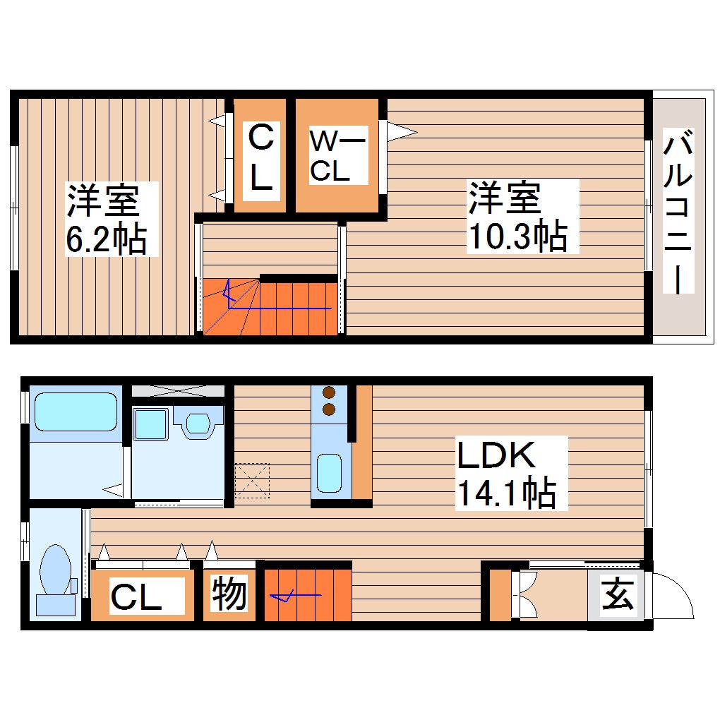 レスポワール-I(2LDK/1階)の間取り写真