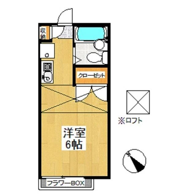 ピュア戸塚(ワンルーム/2階)の間取り写真