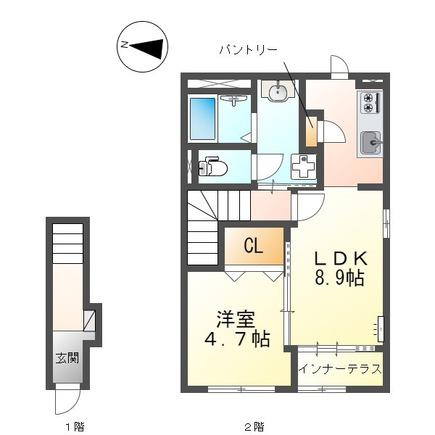 CASA ARIETTA(1LDK/2階)の間取り写真