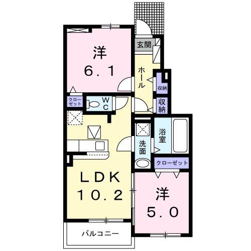 トレサージュ(2LDK/1階)の間取り写真