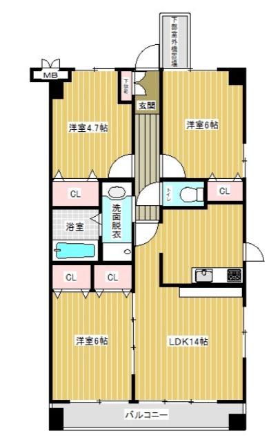 サンシャイン柏の葉(3LDK/4階)の間取り写真
