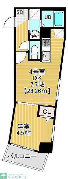 AURORO(1DK/6階)の間取り写真