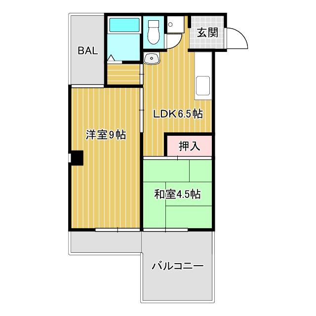 バッハレジデンス深井(2LDK/6階)の間取り写真