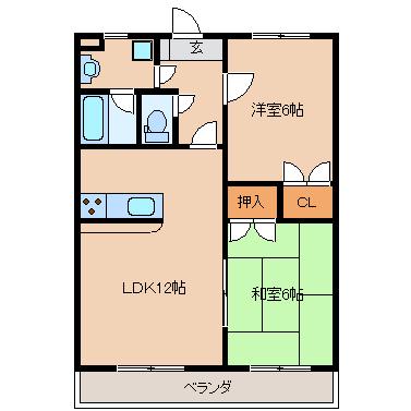コーポサンガイア(2LDK/2階)の間取り写真